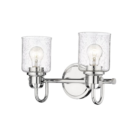 Z-Lite Kinsley 2 Light Vanity, Chrome And Clear Seeded 340-2V-CH